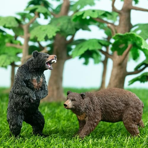 TOYMANY 6 Stück Bären Tierfiguren, Realistische Waldtier Familienfiguren Spielzeugset, enthält Braunbären und Schwarzbären, Bildung, Geburtstagsgeschenk, Weihnachtsspielzeug für Kinder