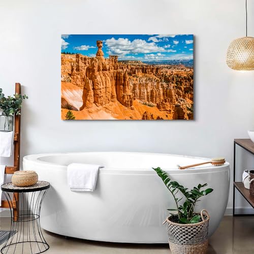 Image of Bryce Canyon National Park Canvas Wall Art Utah Beautiful Orange Mountain Photograph Picture Home Decor for Living Room Bedroom Office Wall Decoration Modern Artwork Framed Ready to Hang 32x48 inch