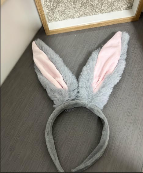 Plush Bunny Ears Headband for Rabbit Cosplay, 8.3 Inches Long - Image 2