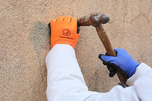 Garden Gloves For Men, 12 Pairs Breathable Latex Garden Gloves, Multicolored Nylon Glove With Black Latex Crinkle Coated，Work Gloves For Men, Large Size #TOP5