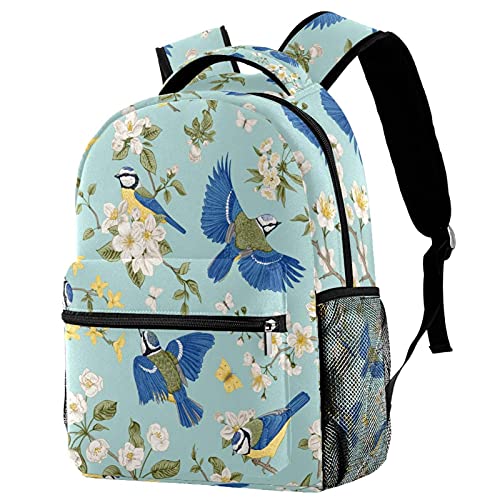 Sac à dos oiseaux pour le collège et les sorties - Sac scolaire ado avec porte-bouteille
