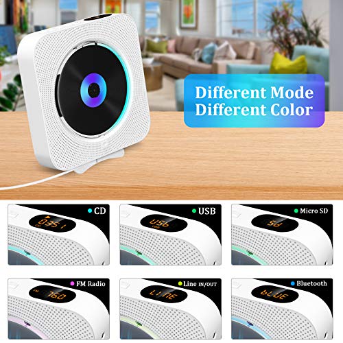 Qoosea Portable Cd Player With Bluetooth Wall Mountable Cd Music Player Home Audio Boombox With Remote Control Fm Radio Built-In Hifi Speakers Mp3 Headphone Jack Aux Input Output #TOP1