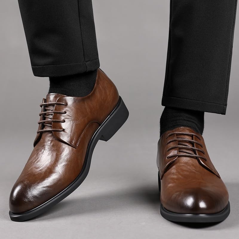 Elegant Man Dress Shoes, Casual Leather Modern Fashion Pointed Toe Lace Up Wedding Office Work Tuxedo Shoes3