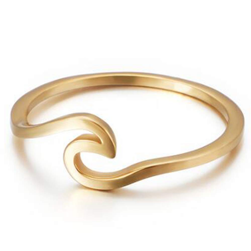 Bague fiançailles acier inoxydable vague anti-ternissement et zircone brillante - 2