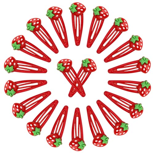 ANBALA 20Pcs Strawberry Hair Clips Cute Strawberry Accessories Small Snap Hair Clips for Women Girls Birthday Theme Party
