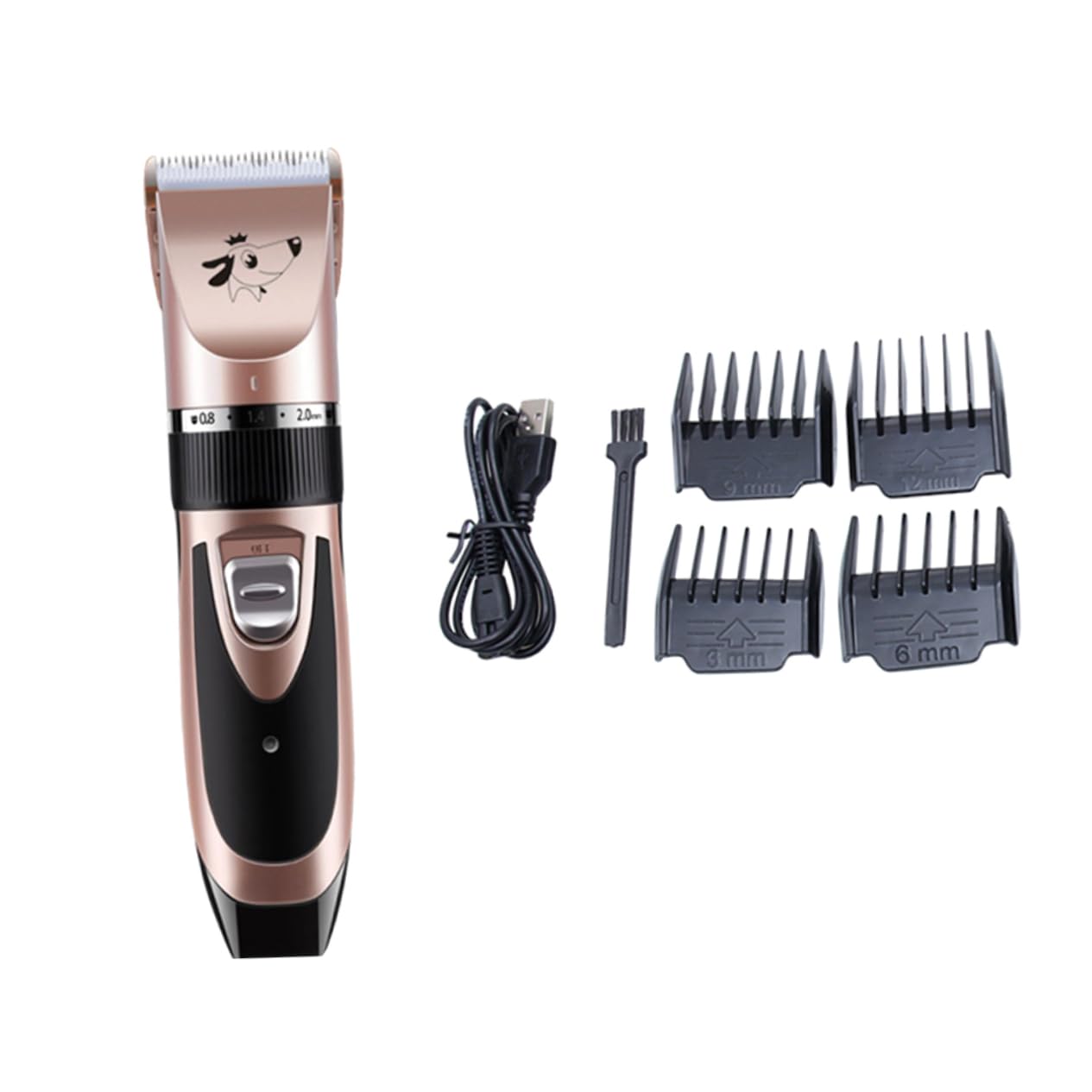 VICASKY 1Set USB Pet Clipper Set Rose Gold Portable Grooming Tool for Dogs Cats Quiet Operation Slip Design Removable Washable Head USB Charging Pet Supplies