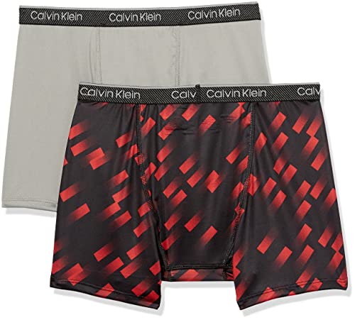 Calvin Klein Kids Boys' Performance Boxer Brief Underwear 2-Pack, Black Digi/Neutral Gray, X-Small