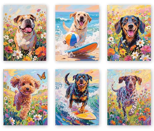 Image of Frimeeme Dog on The Beach Canvas Wall Art, 8x10, Set of 6