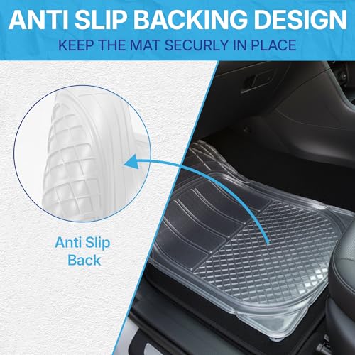 Image of KINGSWAY Accessories Universal PVC Car Floor Mats Set of 5 Compatible with Hyundai Eon Year 2011 to 2019, Customizable Fit PVC Rubber Mat for Car, All-Weather Protection Durable Foot Mats, Transparent