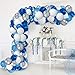 16ft Blue White and Silver Balloon Garland Arch Kit with 117 Balloons - Easy Assembly Party Decor for Birthdays, Weddings, Baby Showers- Includes Arch Strip & Dot Glue