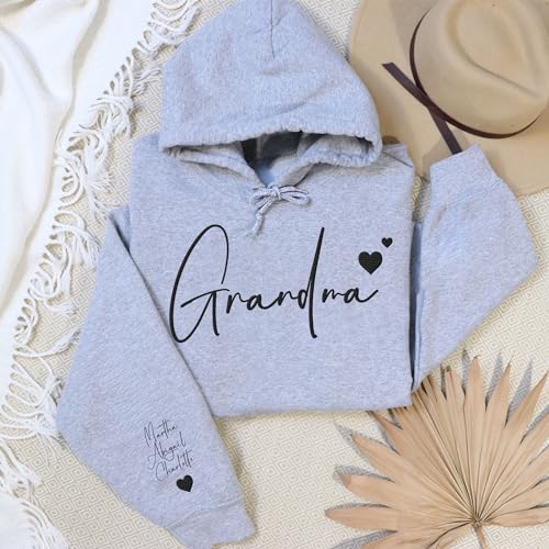 Unityecom Custom Embroidered Grandma Sweatshirt Hoodie With Grandkids Names On Sleeve thumb #2