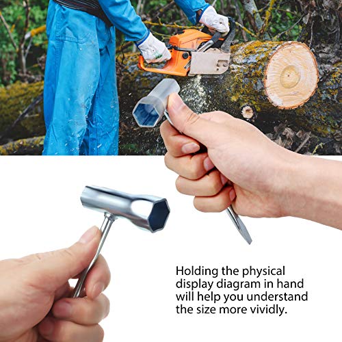 Mudder Chainsaw Scrench, 2 Pieces Bar T-Wrench Spanner Tools and Star T-Wrench Replacement Combination Screwdriver and Wrench 13 by 19 mm Chainsaw Wrench Scrench