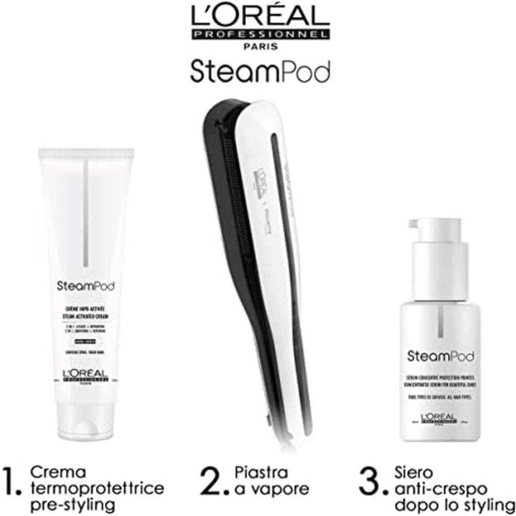 L’Oréal Professionnel Paris | SteamPod 3.0, Piastra per Capelli Professionale, Con Tecnologia a Vapore, Per Styling Liscio e Onde Morbide