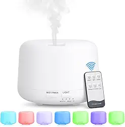 Aromatizador Umidificador Difusor de Ar Ultrassônico 300ml Com Controle Remoto LED 7 Cores para Aromaterapia e Ambientes