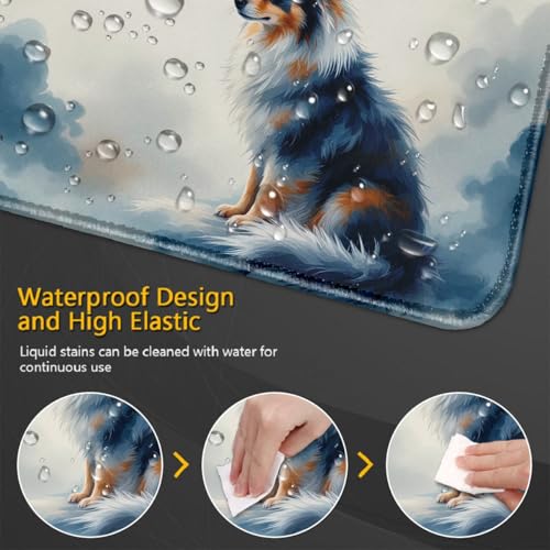 LJSPTU majestätischer Wolkenhund Tastaturpad, Gaming-Mauspad XL Wasserdichtes Gaming-Mauspad mit rutschfestem Gummi Großer Laptop-Desktop Laptop Desktop Gedruckte Kunst Ergonomisch 600 * 350 * 4mm
