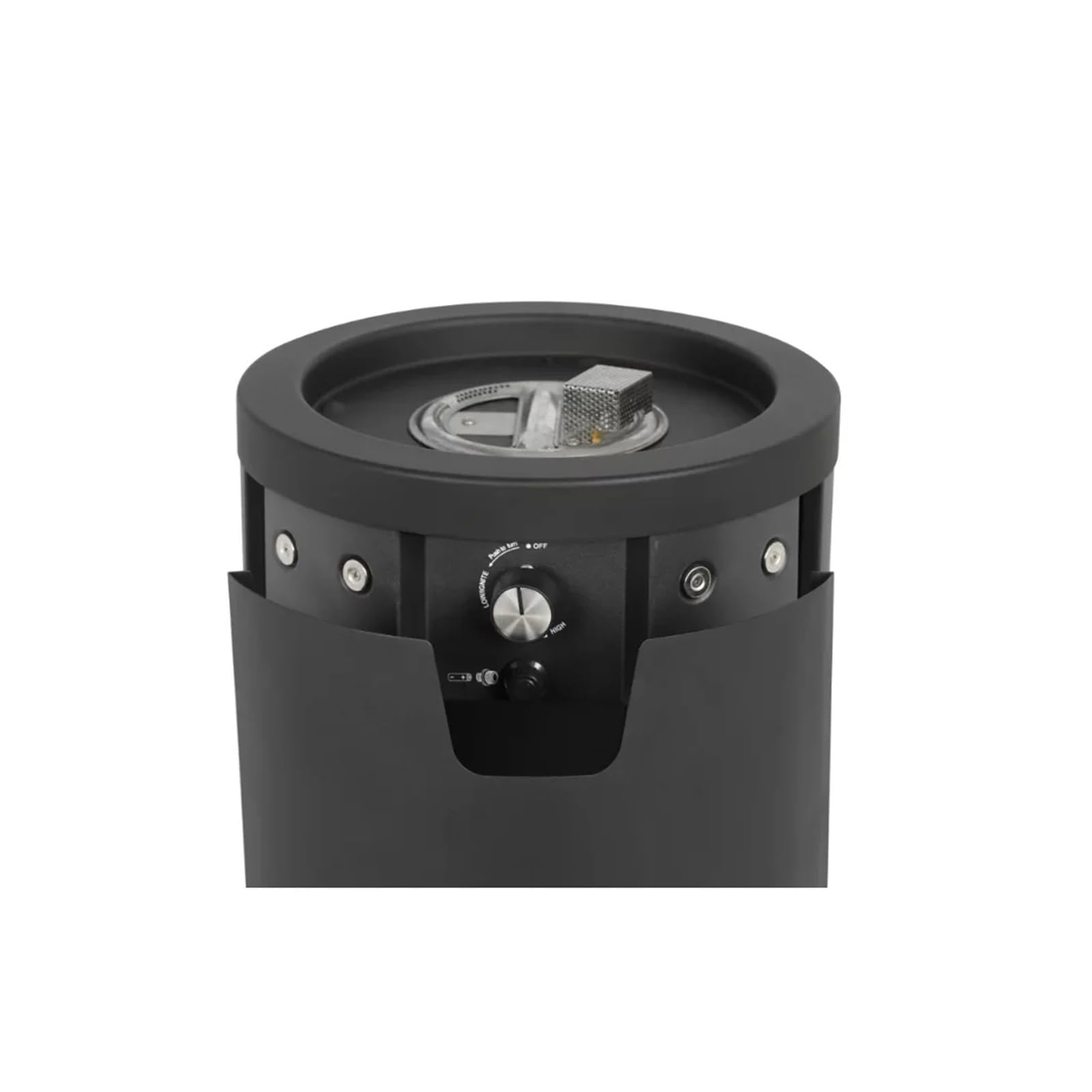 Fogata, Brasero Exterior de Gas propano con Columna 28 Pulgadas Alto, Acabado en Negro Mate para Patio, jardín