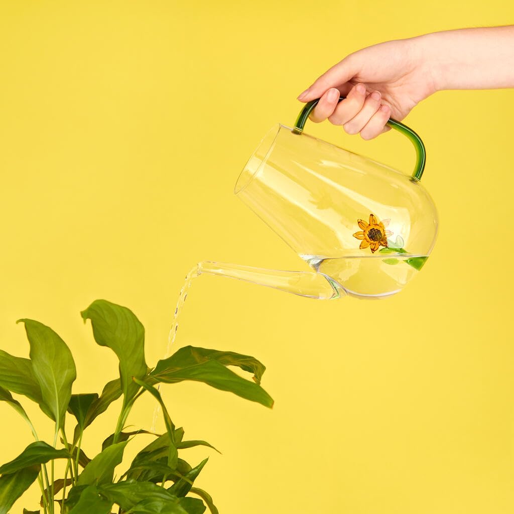 Balvi Regadera Botanical Sunflower Color Amarillo Hecha a Mano en borosilicato Vidrio 1 L