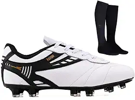 Chuteira Futebol Profissional Masculina de Couro Campo Grama Natural + Meião