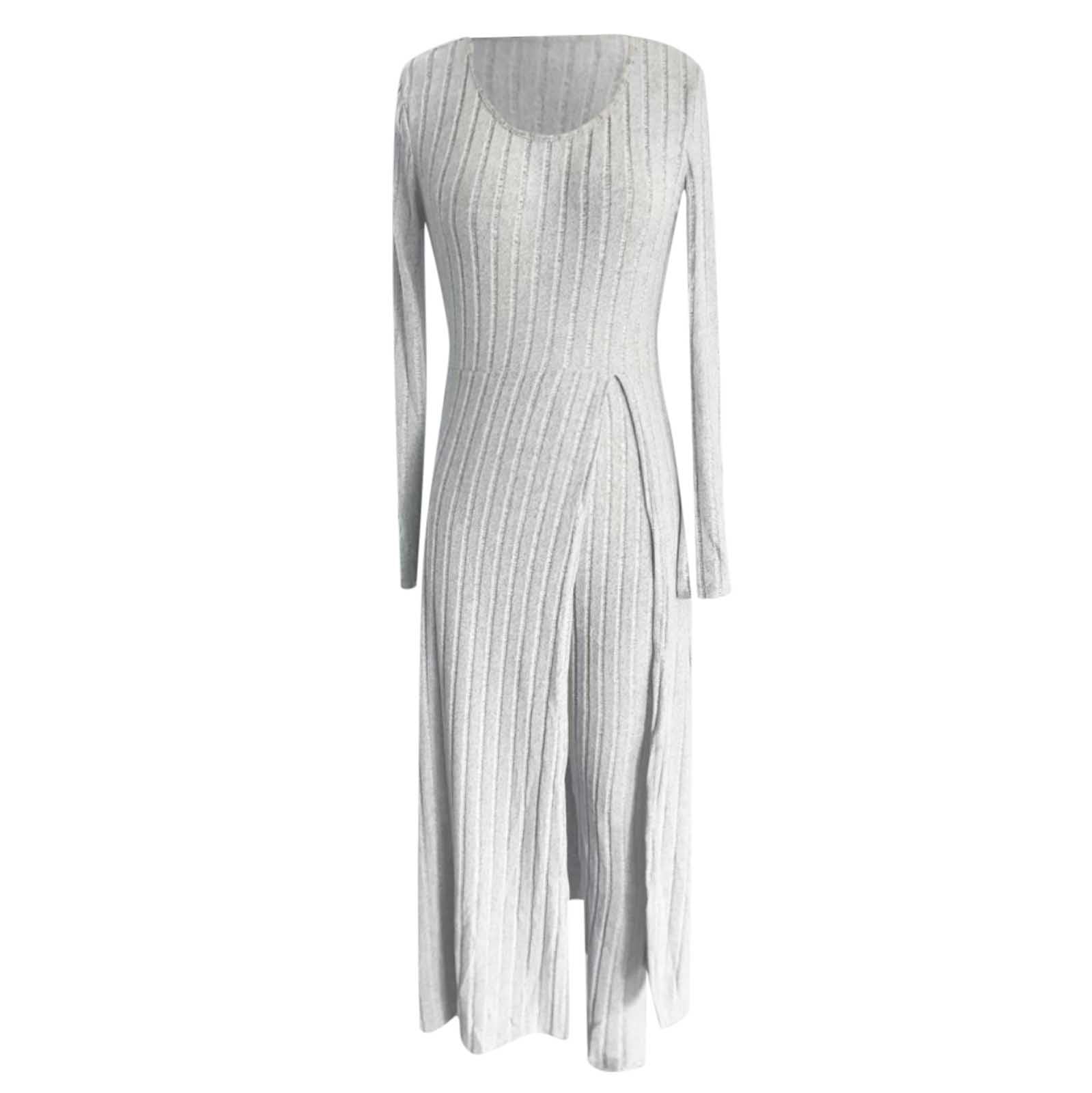 Elegantes Zweiteiliges Damen-Set mit Rundhalsausschnitt Langarm-Kleid kombiniert mit Langer Hose für stilvolle Auftritte