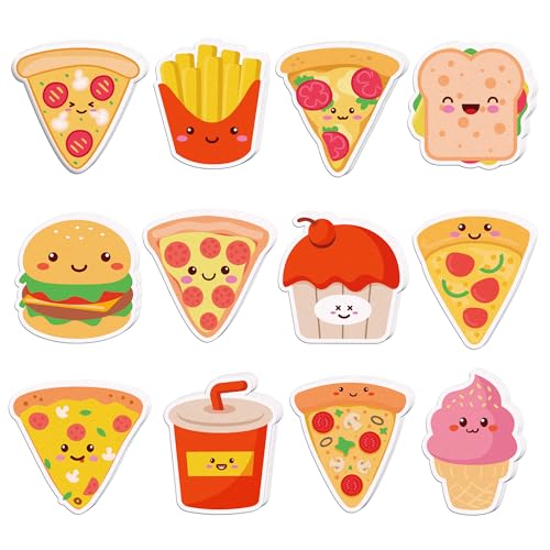 12枚入りピザのイラスト付き付箋、240枚入りハンバーガーとフライドポテトのイラスト付き付箋パッド、学生用・自宅オフィス用・ルームメイトへのギフト用ラベル付け用品