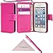 Wisdompro Wallet Case for iPhone 5, for iPhone 5s, for iPhone SE 2016, PU Leather Protective Phone Case Cover with Credit Card Slots and Magnetic Closure for iPhone SE 1st Generation/5s/5 - Hot Pink