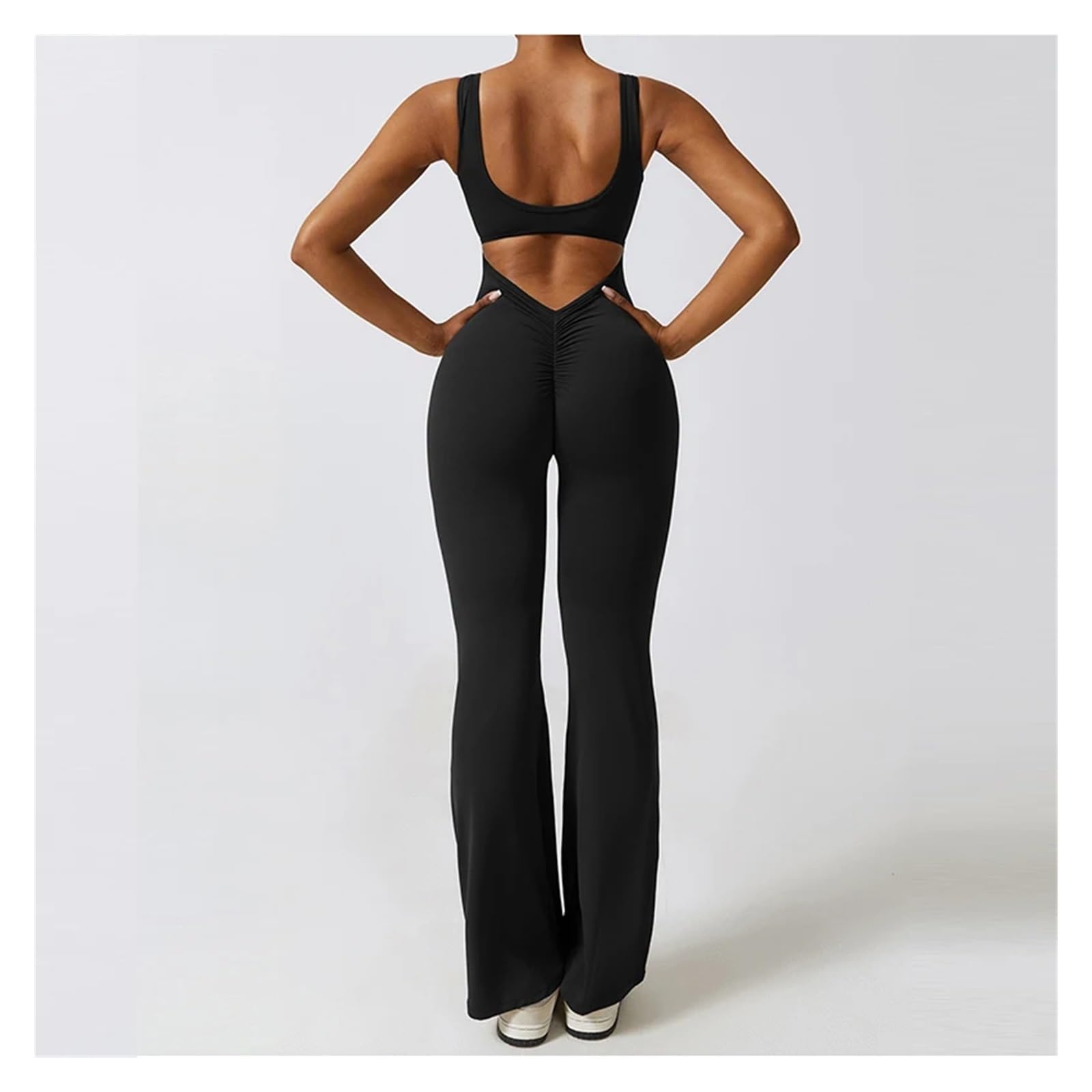 Conjunto Deportivo De Una Pieza con Espalda En V For Mujer, Traje De Yoga, Pantalones Acampanados, Mono Deportivo, Monos De Fitness