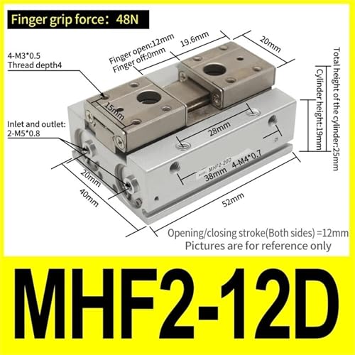 Pince pneumatique MHF2-12D à profil bas compacte pour automatisation industrielle