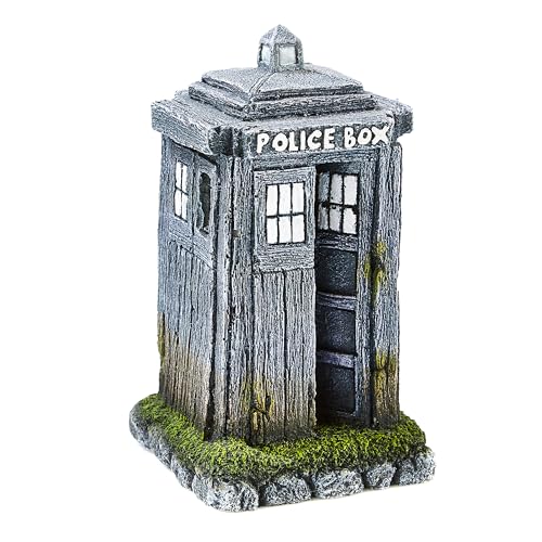 CLASSIC Police Box Aquarium Ornament 92 x 92 x 160 mm Hand-Painted Non-Toxic for Freshwater Tanks