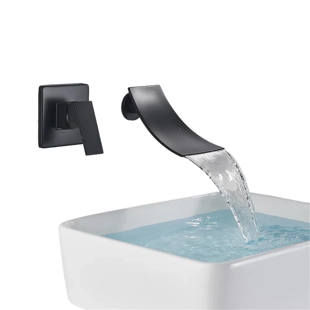 Naqzrxpml Color2 Concealed Wall Mounted Waterfall Bathroom Sink Mixer Faucet Single Lever Multicolor(Color2)