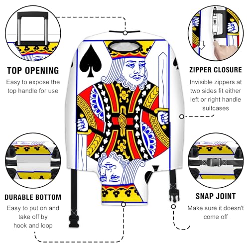 Travel Luggage Cover Suitcase Protector Scratch-Resistant Fit Not Included Suitcase Spades K Poker King S-19-21in3