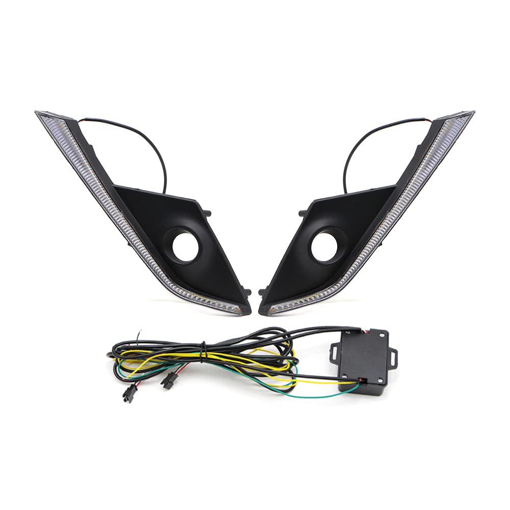 Dreamseek LED DRL Light for Mazda CX-3 CX3 2016-2021 Daytime Running Driving Fog Lamp Bezel with Turn Signal