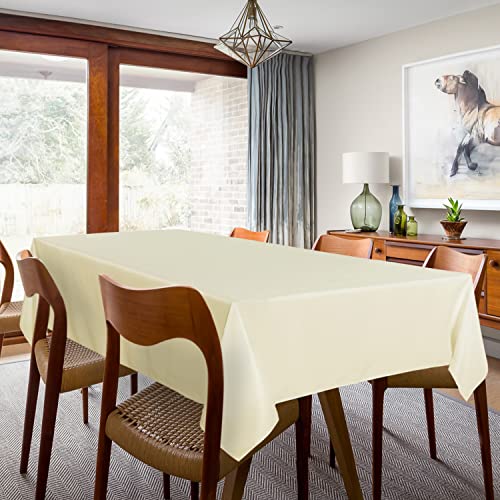 Image of sancua 2 Pack Beige Tablecloth 54 x 78 Inch, Rectangle 4 Feet Table Cloth - Stain and Wrinkle Resistant Washable Polyester Table Cover for Dining Tables, Buffet Parties and Camping