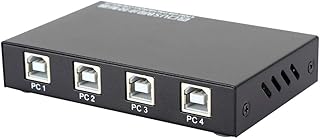 FOLOSAFENAR Switcher Splitter, 12Mbps Speed USB2.0 Full Speed Metal Frosted Shell USB KVM Splitter Gold Plating Process for Keyboard Mouse