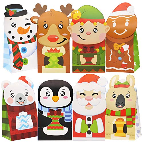 Joyin 24 Christmas Die-Cut Flip Over Gift Treat Paper Bags For Holiday Party Treats, Pastries, Cupcakes, Cookies Goodie, Brownies, Donuts Xmas Gift-Giving Bag #TOP3