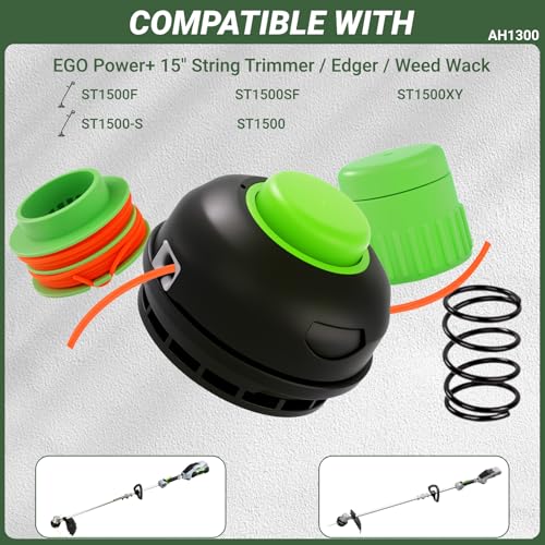 Image of AH1300 String Trimmer Replacement Spool Head Compatible with EGO Power+ 15 inch ST1500,ST1500F,ST1500-S,ST1500SF,ST1500XY String Trimmer Weed Eater,Assembly Bump Head Pre-Wound 17Ft 0.095 inch Line