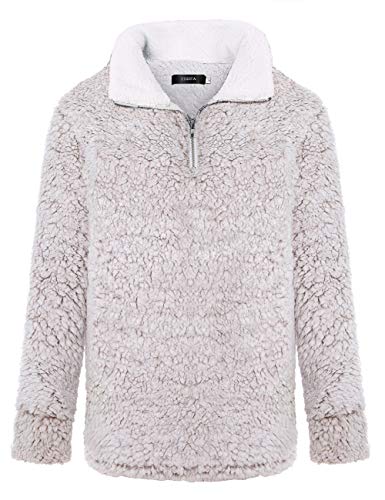 ZESICA Women's Autumn Winter Long Sleeve Zipper Sherpa Fleece Sweatshirt Pullover Jacket Coat