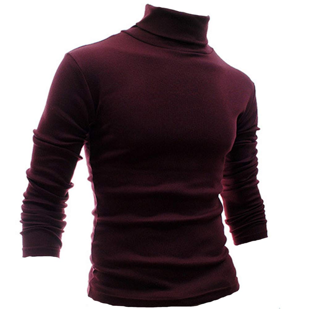 Bestwear01Mens Casual Slim Pullover Basic Tops Knitted Thermal Tops Turtleneck Sweater