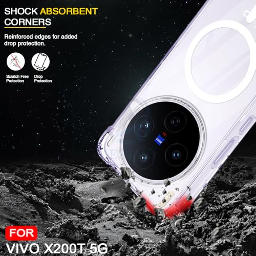 Image of AESTMO Clear Back Cover for VIvo X200T 5G | 360 Protection | Transparent Back Cover for VIvo X200T 5G (PC + TPU, Compatible with MagSafe Accessories, Transparent Bumper)