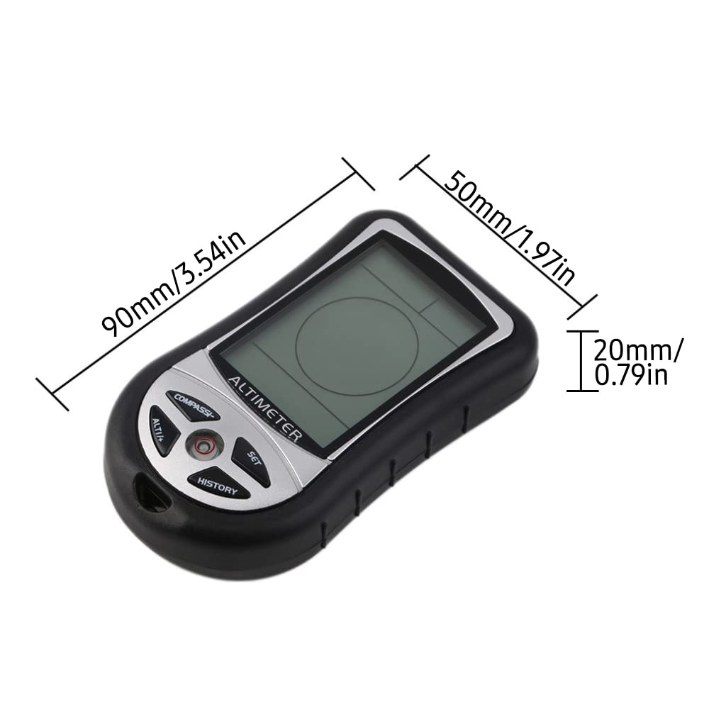 Altimètre Numérique 8 En 1 - Altimètre, Baromètre, Boussole, Thermomètre, Horloge - Pour Randonnée, Camping (9.5x5.3x2.5 Cm)
