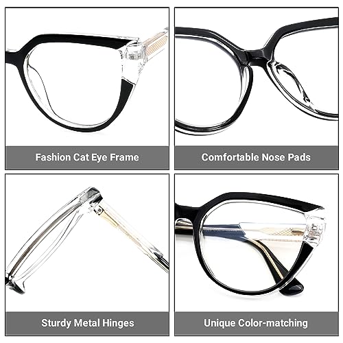 Image of Zeelool Stylish Oversized Cat Eye Blue Light Blocking Glasses for Women Joyce ZJGT550502-03 Black
