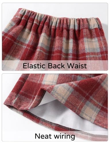 Happy Cherry Girls Elastic High Waisted A-Line Wool Mini Skirt with Liner Kid Toddler School Uniform Skort 3-14Y2