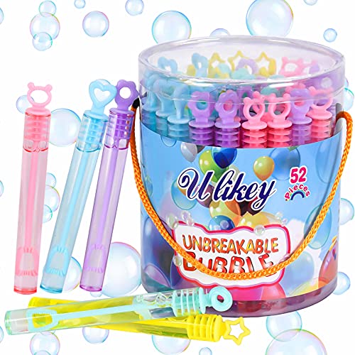 Ulikey Pomperos para crianças, conjunto de 52 bolas de sabão de 5 cores, varinhas, tubos para criar bolhas de sabão, brinquedos para crianças exterior interior, presentes para meninos e meninas