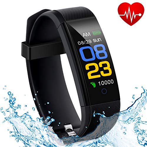 Fitness Tracker Waterproof, Activity Tracker Watch with Heart Rate Monitor, Smart Band with Blood Pressure Monitor, Calorie Counter, Sleep Monitor, Pedometer for Kids Women and Men [2019 Ver]