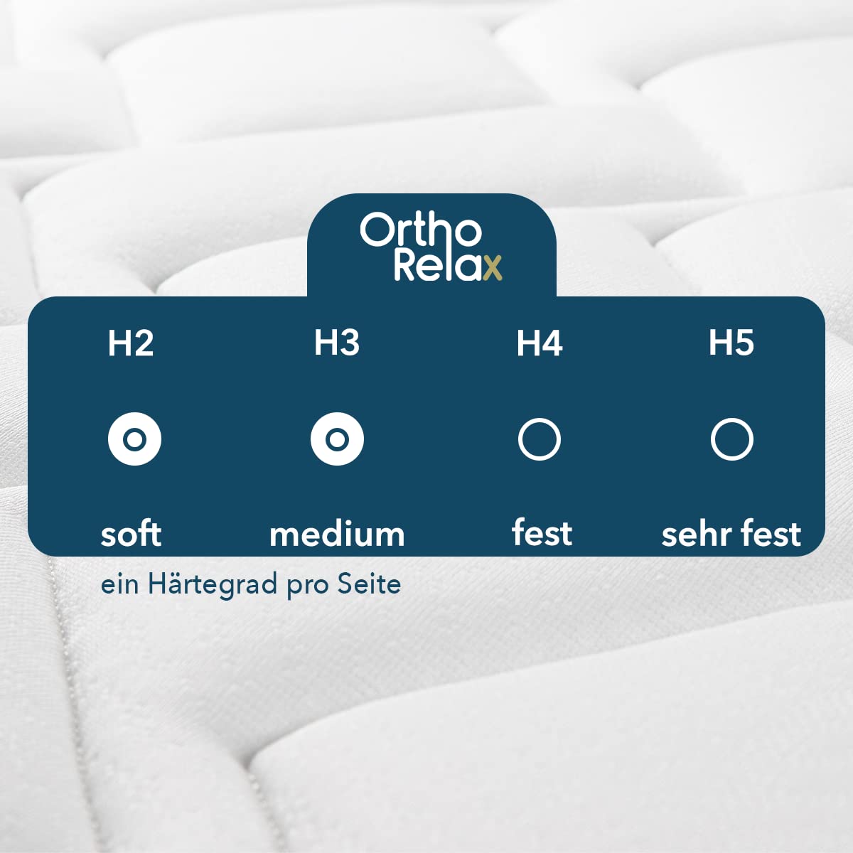Ortho-RelaxMatratze 140x200cm, 19cm hoch, Härtegrad H2 & H3, 100-Nächte-Probeschlaf, wendbar, weiche & feste Seite, 7-Zonen-Spezial-Komfortschaum