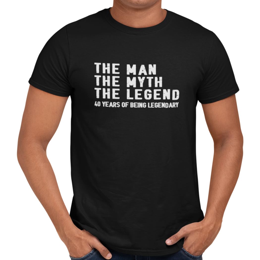 Getting Shirty Men's Black The Man The Myth The Legend 40Th Birthday T-Shirt (Uk, Alpha, Xl, Regular, Regular, )