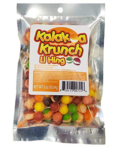 Kalakoa Krunch Freeze Dried Fruit Candy in Li Hing Mui Powder, Aloha Edibles 3oz.