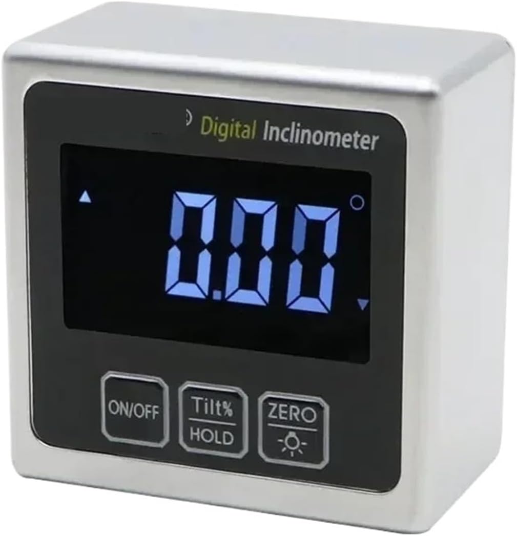 Digital Angle Finder Gauge, Protractor Inclinometer with Magnetic Base and Backlight Precision Metal Digital Protractor(5415-90A)
