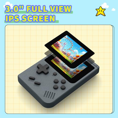 Image of Retro Handheld Games Console Built-in 400 Video Games, Portable Handheld Emulator with 3.0 Inch Screen, Mini Travel Retro Gaming Consle (Classic Gray)