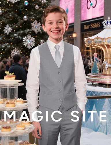 Image of Boy's 4 Button Formal Suit Vest with Tie