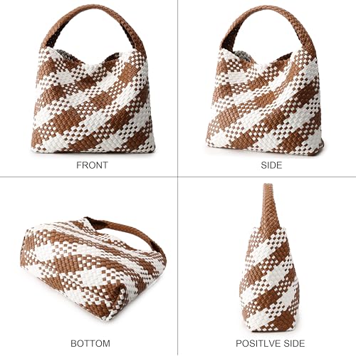 Image of Queenoris Fashion Hobo Bags for Women Top-handle Shoulder Bag Vegan Leather Purses Soft Summer Tote Bag | WOVEN